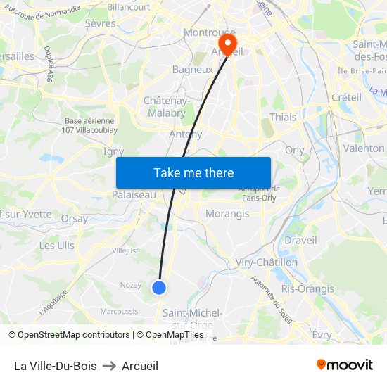La Ville-Du-Bois to Arcueil map