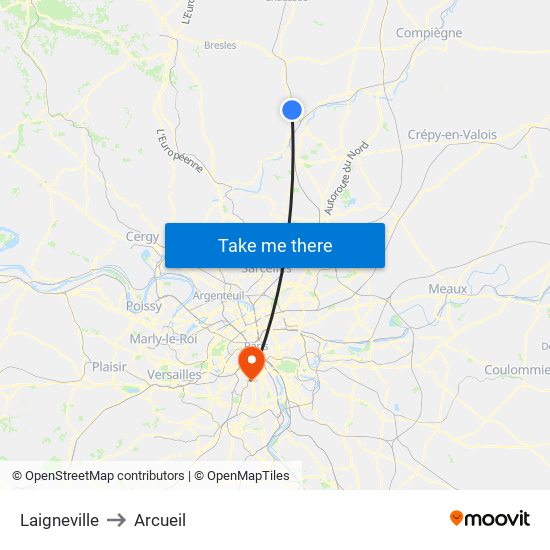 Laigneville to Arcueil map