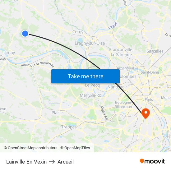 Lainville-En-Vexin to Arcueil map
