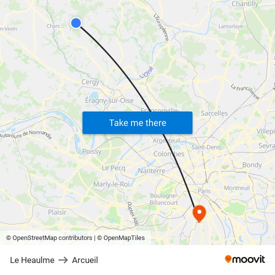 Le Heaulme to Arcueil map