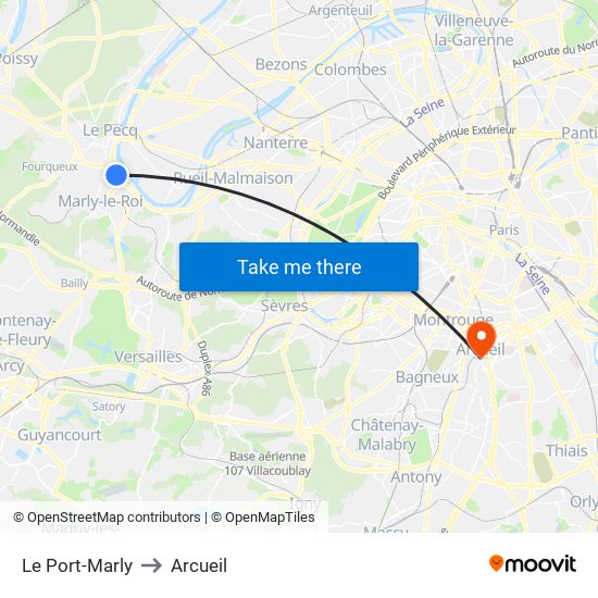 Le Port-Marly to Arcueil map