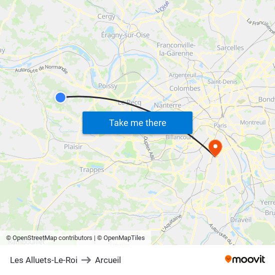 Les Alluets-Le-Roi to Arcueil map