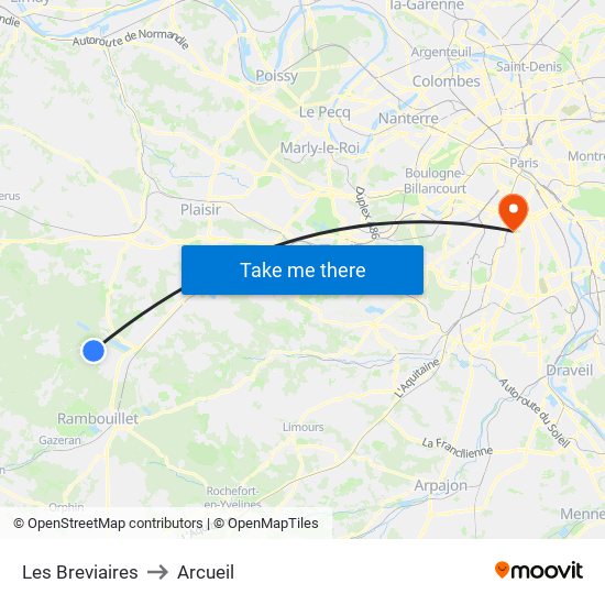 Les Breviaires to Arcueil map