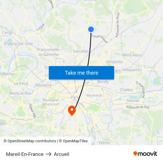 Mareil-En-France to Arcueil map