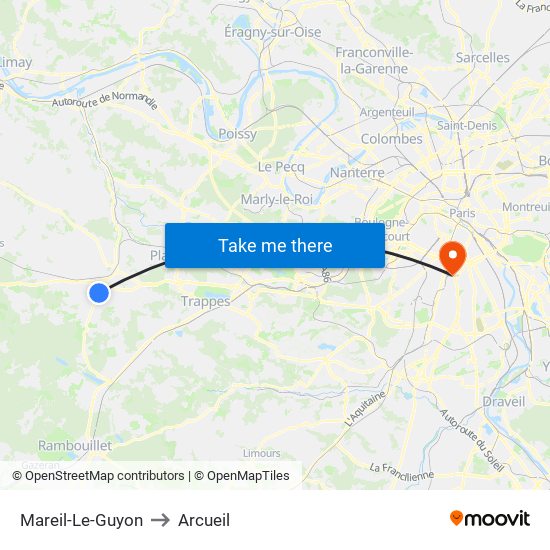 Mareil-Le-Guyon to Arcueil map