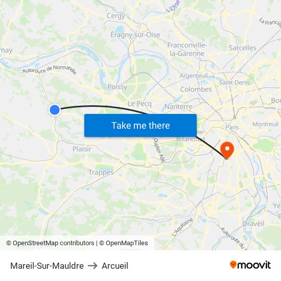 Mareil-Sur-Mauldre to Arcueil map