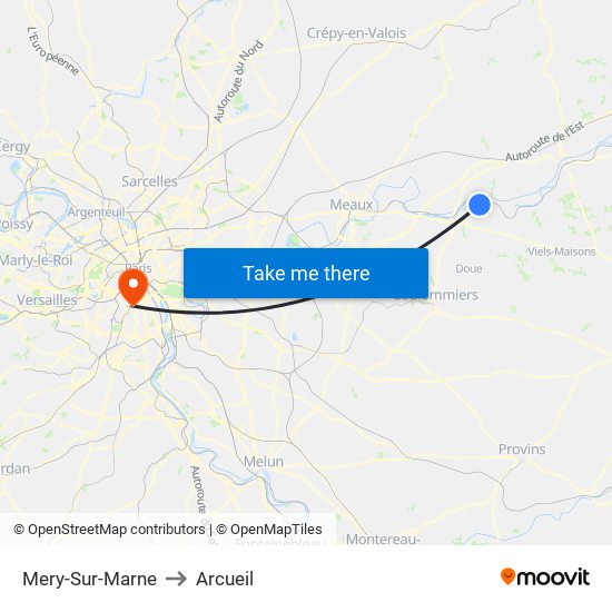 Mery-Sur-Marne to Arcueil map