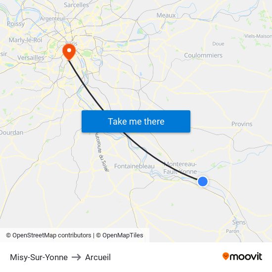 Misy-Sur-Yonne to Arcueil map