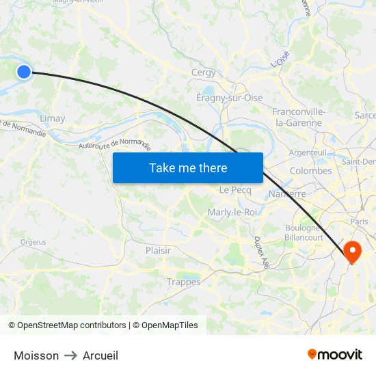 Moisson to Arcueil map