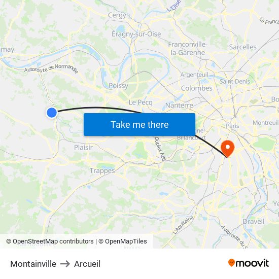 Montainville to Arcueil map