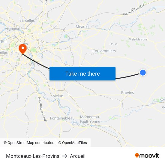 Montceaux-Les-Provins to Arcueil map