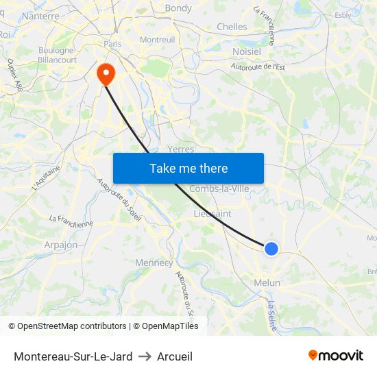 Montereau-Sur-Le-Jard to Arcueil map