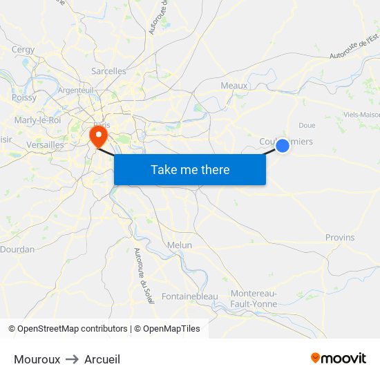 Mouroux to Arcueil map