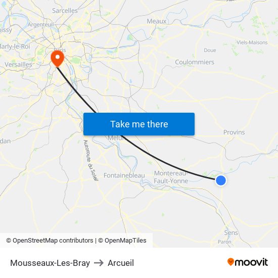 Mousseaux-Les-Bray to Arcueil map