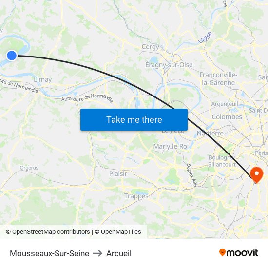 Mousseaux-Sur-Seine to Arcueil map