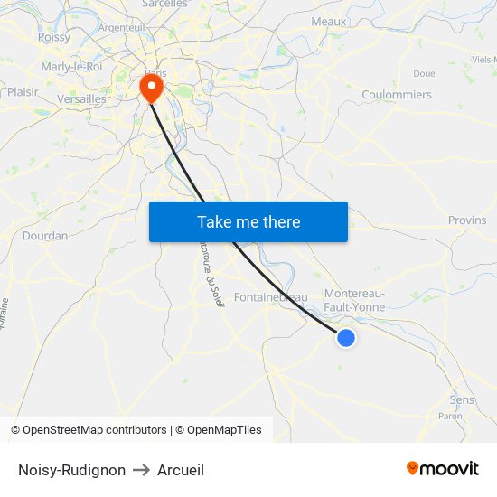 Noisy-Rudignon to Arcueil map