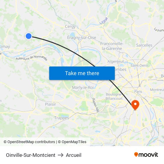 Oinville-Sur-Montcient to Arcueil map