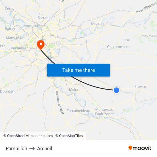 Rampillon to Arcueil map