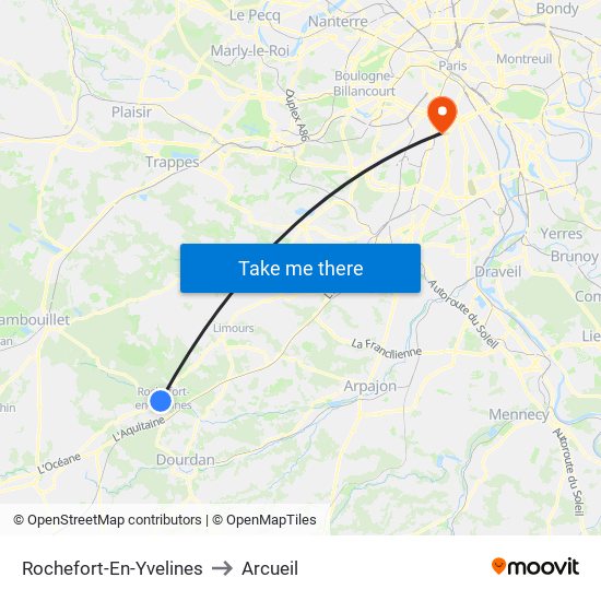 Rochefort-En-Yvelines to Arcueil map