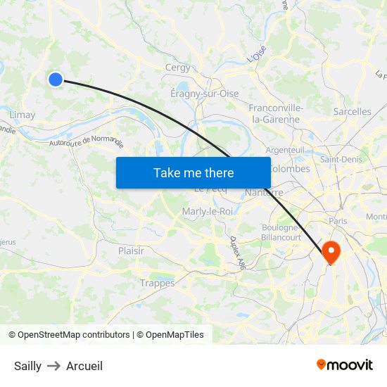 Sailly to Arcueil map