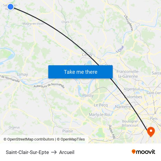 Saint-Clair-Sur-Epte to Arcueil map