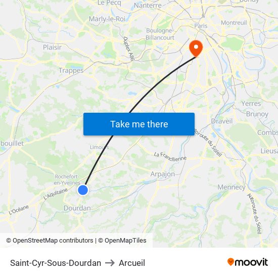 Saint-Cyr-Sous-Dourdan to Arcueil map