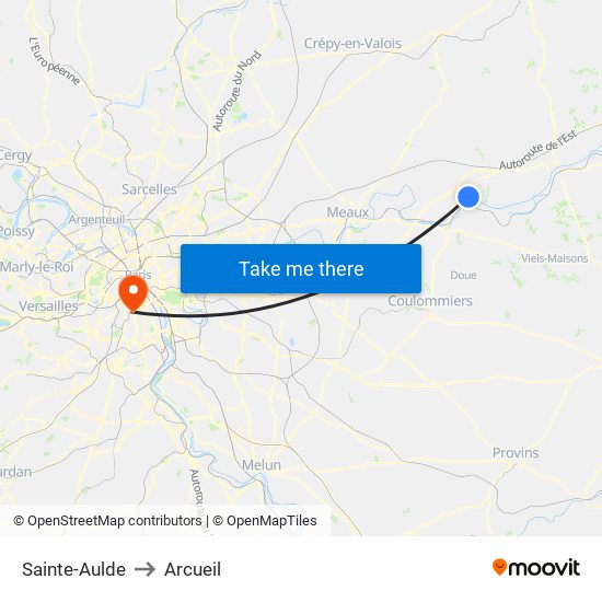 Sainte-Aulde to Arcueil map