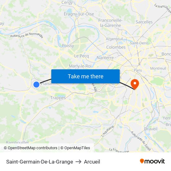 Saint-Germain-De-La-Grange to Arcueil map