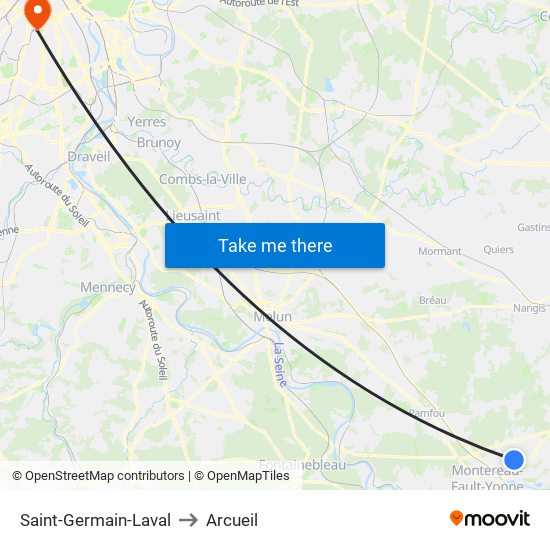 Saint-Germain-Laval to Arcueil map