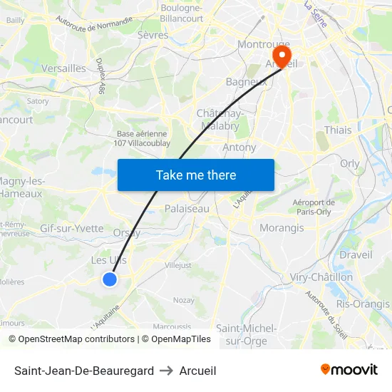 Saint-Jean-De-Beauregard to Arcueil map