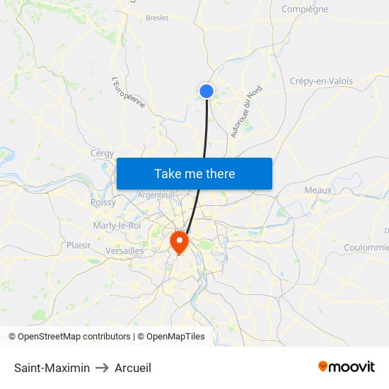 Saint-Maximin to Arcueil map