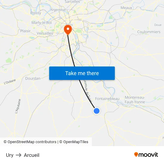 Ury to Arcueil map