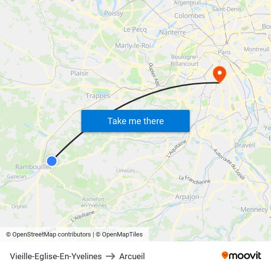 Vieille-Eglise-En-Yvelines to Arcueil map