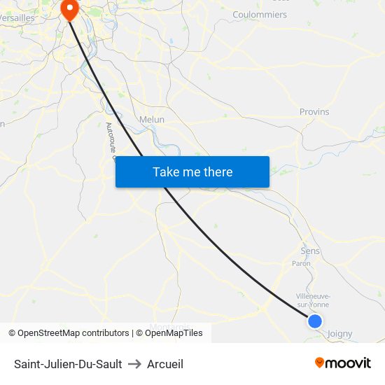 Saint-Julien-Du-Sault to Arcueil map