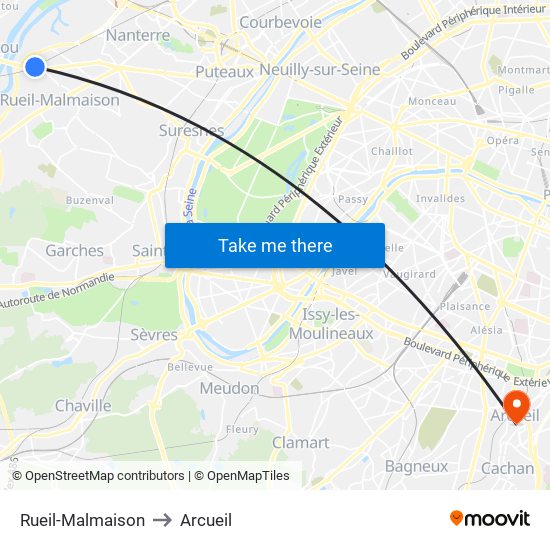 Rueil-Malmaison to Arcueil map