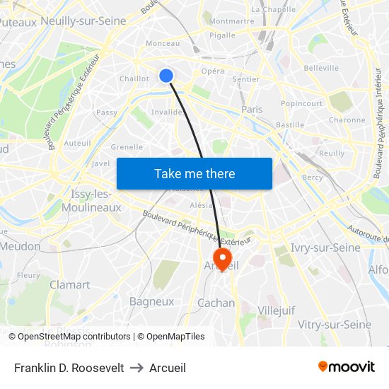 Franklin D. Roosevelt to Arcueil map