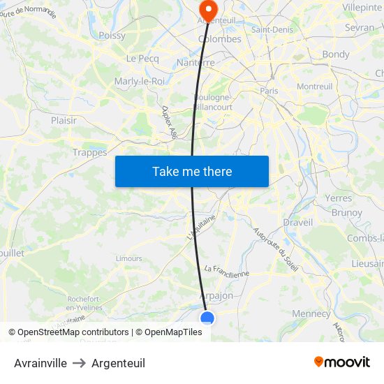 Avrainville to Argenteuil map