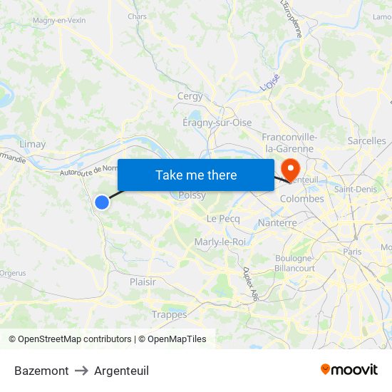Bazemont to Argenteuil map