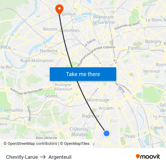 Chevilly-Larue to Argenteuil map