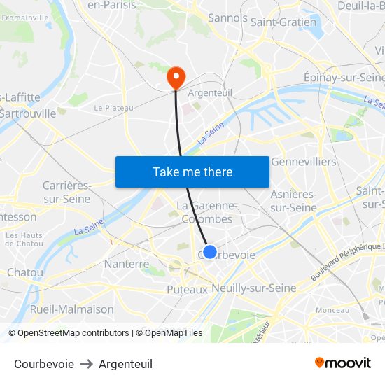 Courbevoie to Argenteuil map