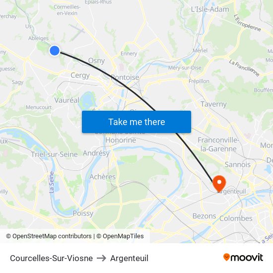 Courcelles-Sur-Viosne to Argenteuil map