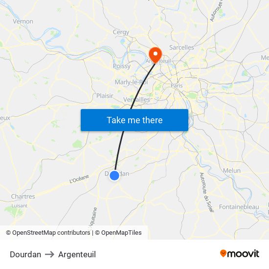 Dourdan to Argenteuil map