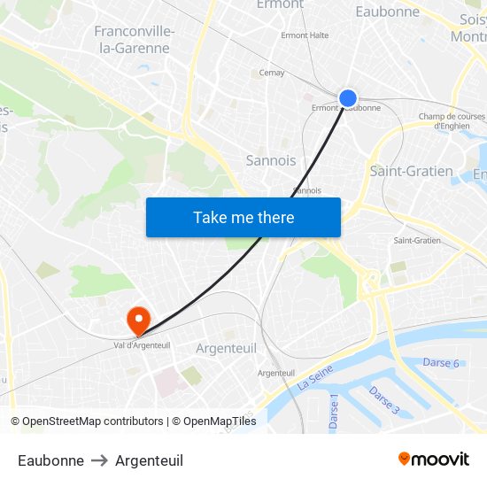 Eaubonne to Argenteuil map
