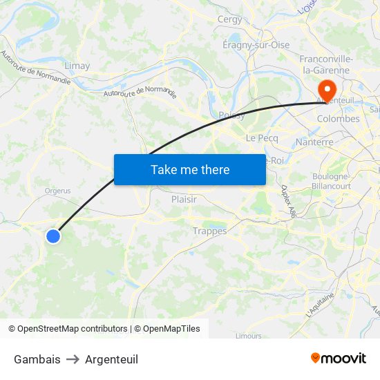Gambais to Argenteuil map