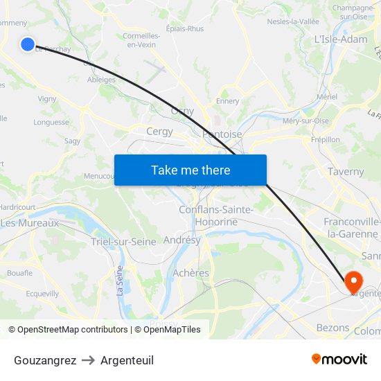 Gouzangrez to Argenteuil map
