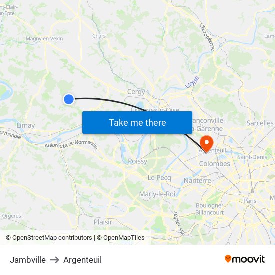 Jambville to Argenteuil map
