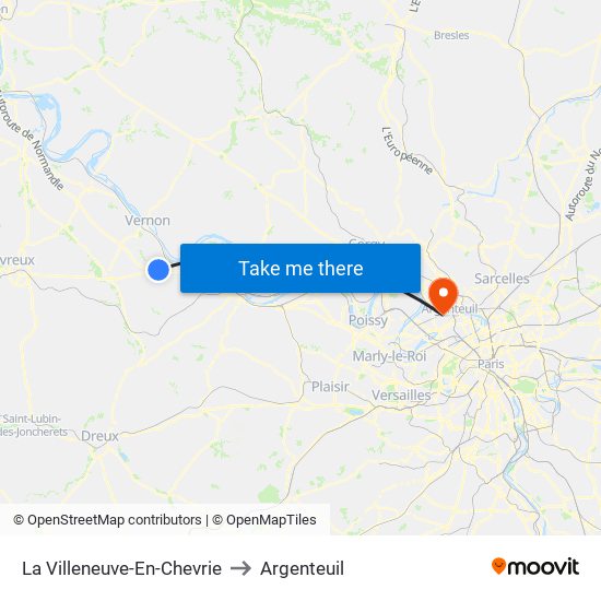 La Villeneuve-En-Chevrie to Argenteuil map