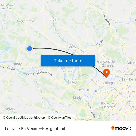 Lainville-En-Vexin to Argenteuil map
