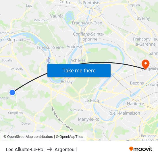 Les Alluets-Le-Roi to Argenteuil map