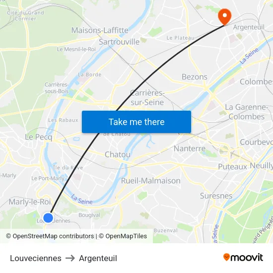 Louveciennes to Argenteuil map
